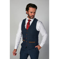 Scott - Miesten sininen ruutuliivi tweed-kuviolla