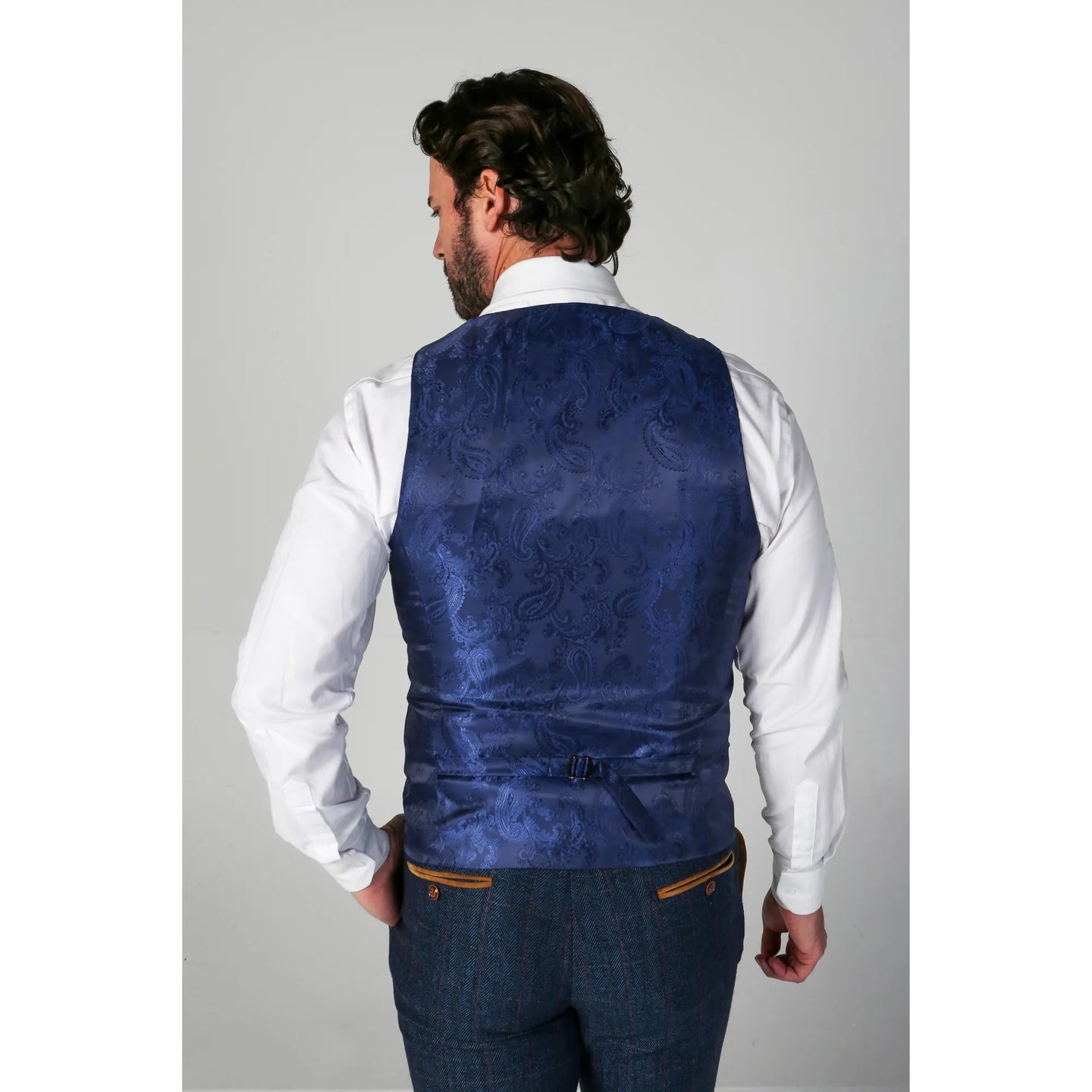 Scott - Miesten sininen ruutuliivi tweed-kuviolla
