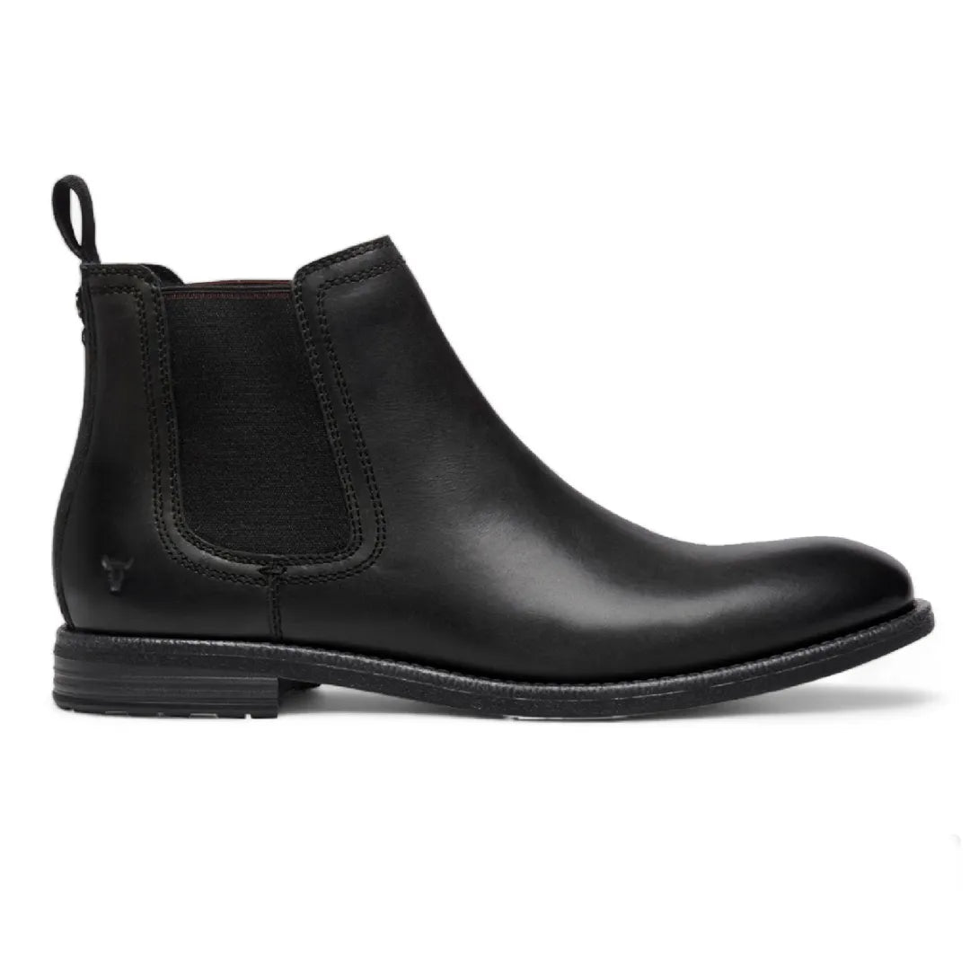 Sergio - Miesten mustat nahkaiset slip-on-chelsea-saappaat