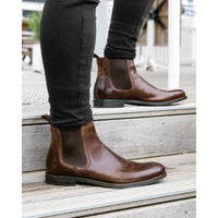 Sergio - Miesten ruskeat nahkaiset slip-on-chelsea-saappaat