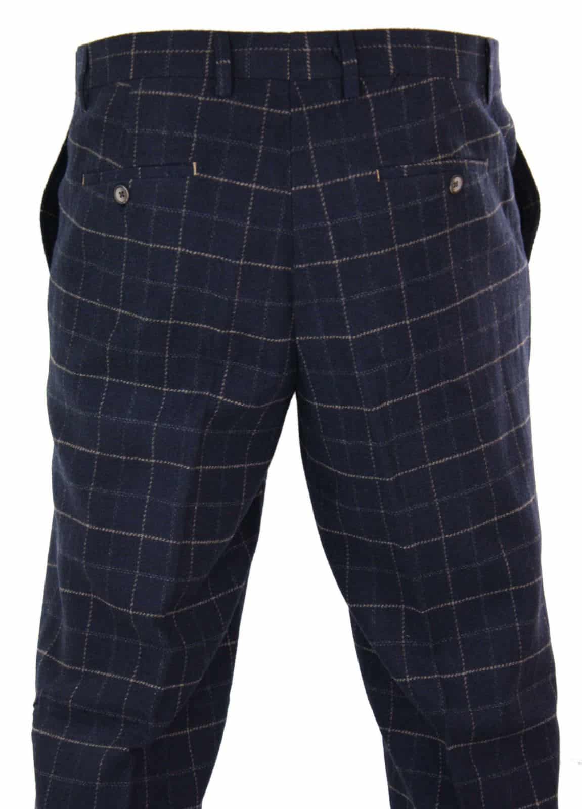 Cavani Shelby - Miesten klassiset tweed-ruutukuvioiset vintage-huulihousut
