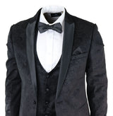 Miesten Marc Darcy Velvet Paisley Black Fit 3-osainen puku smokki illallistakki hääpuku