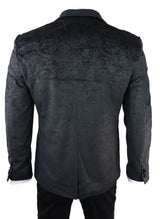 Miesten Marc Darcy Velvet Paisley Black Fit 3-osainen puku smokki illallistakki hääpuku