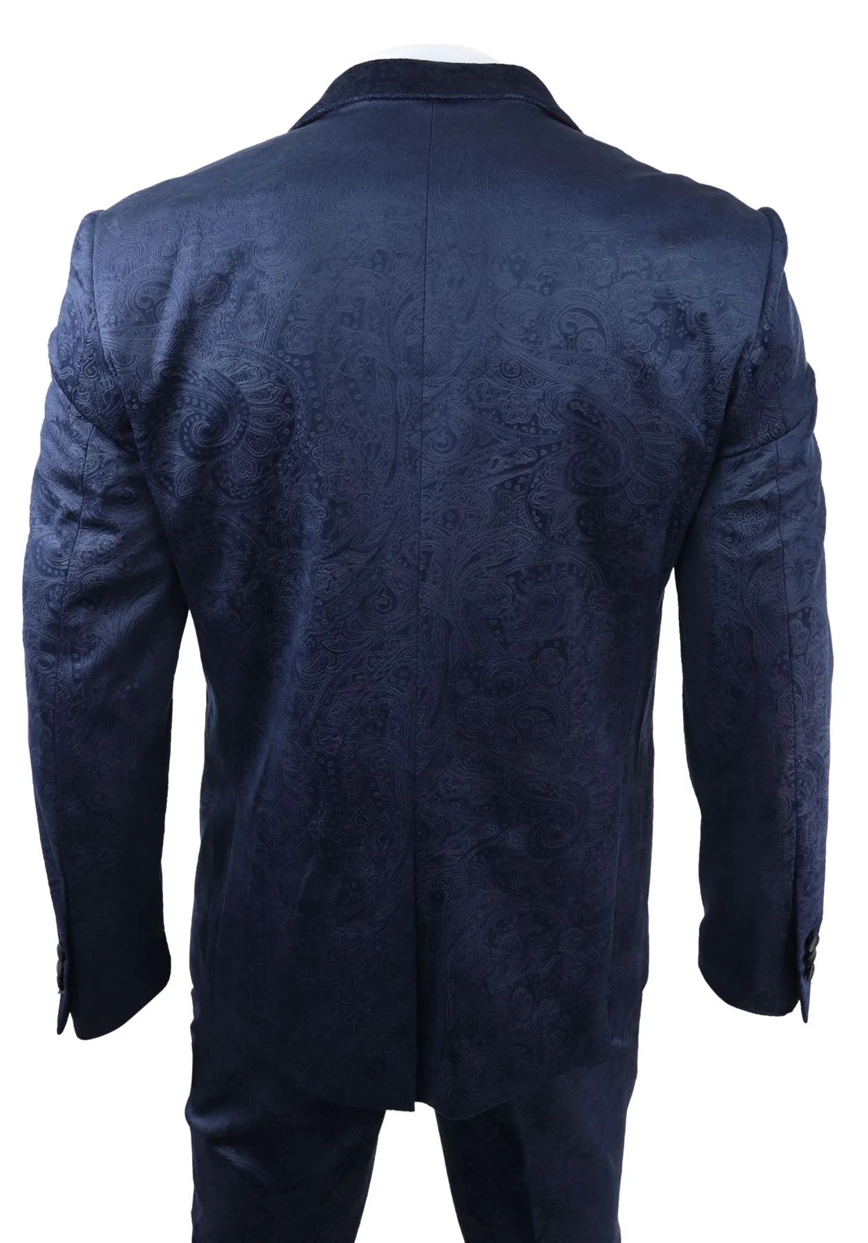Miesten Marc Darcy Velvet Paisley Blue Fit 3-osainen puku smokki illallistakki hääpuku