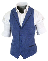 Miesten sininen tweed-liivi kalanruotokuvioinen villainen Peaky Blinders Vintage Retro