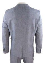 Miesten vaaleansininen vintage-tweed-kolmiosainen puku - STZ13