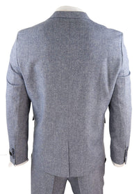 Miesten vaaleansininen vintage-tweed-kolmiosainen puku - STZ13