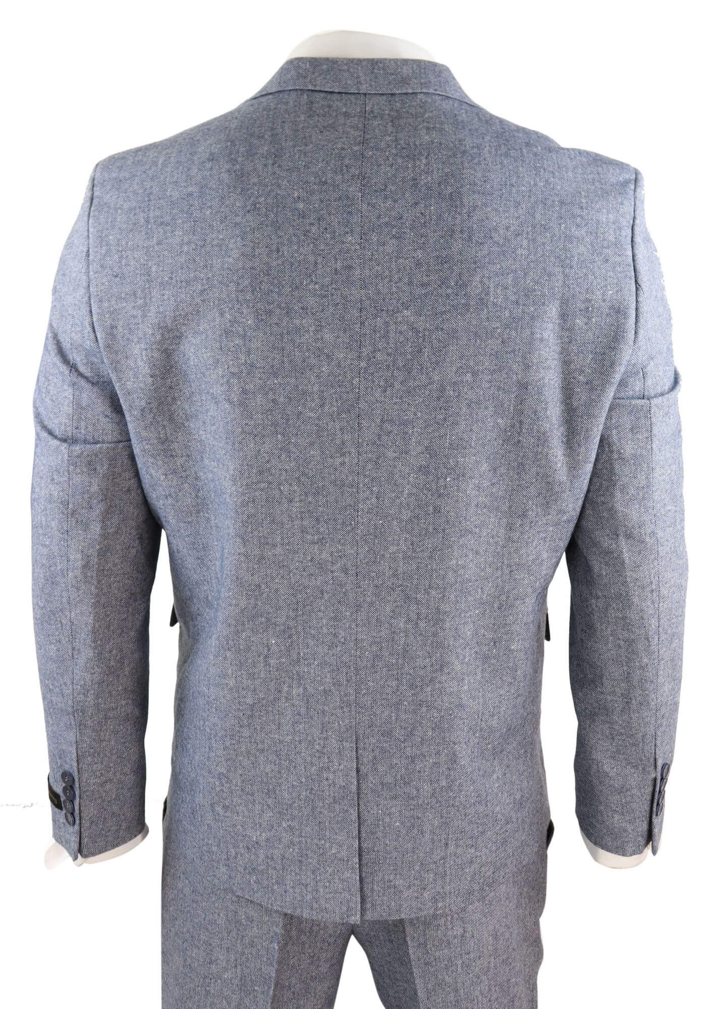 Miesten vaaleansininen vintage-tweed-kolmiosainen puku - STZ13