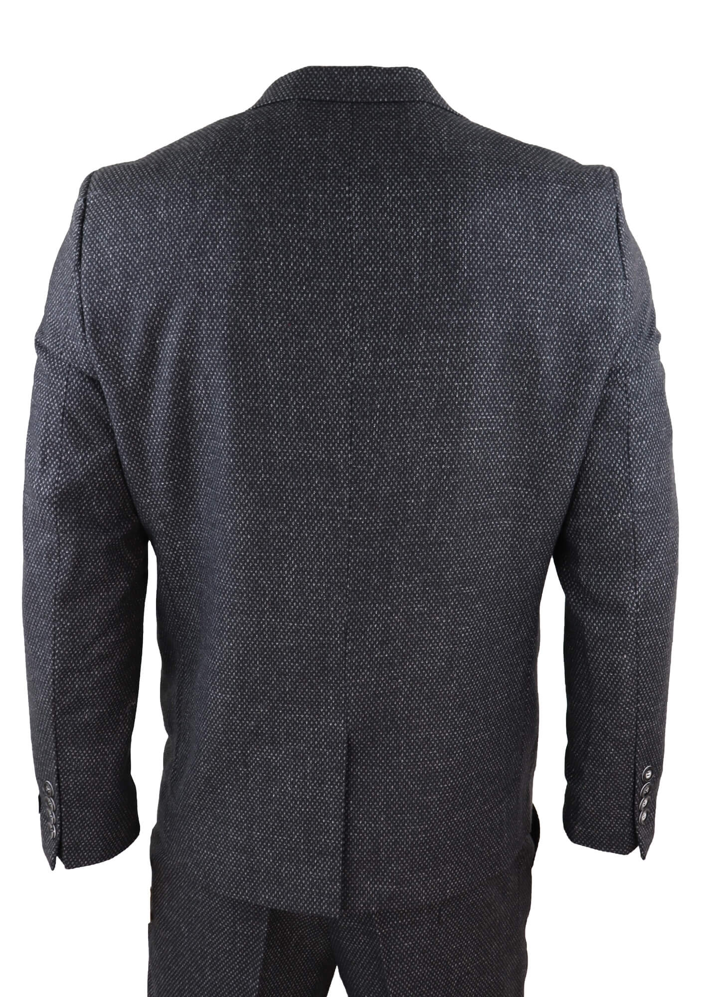 Miesten musta tweed-kangaspuku, kolmiosainen, vintage-tyyliin - STZ14
