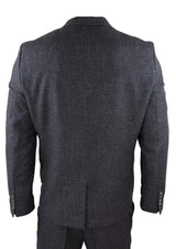 Miesten musta tweed-kangaspuku, kolmiosainen, vintage-tyyliin - STZ14