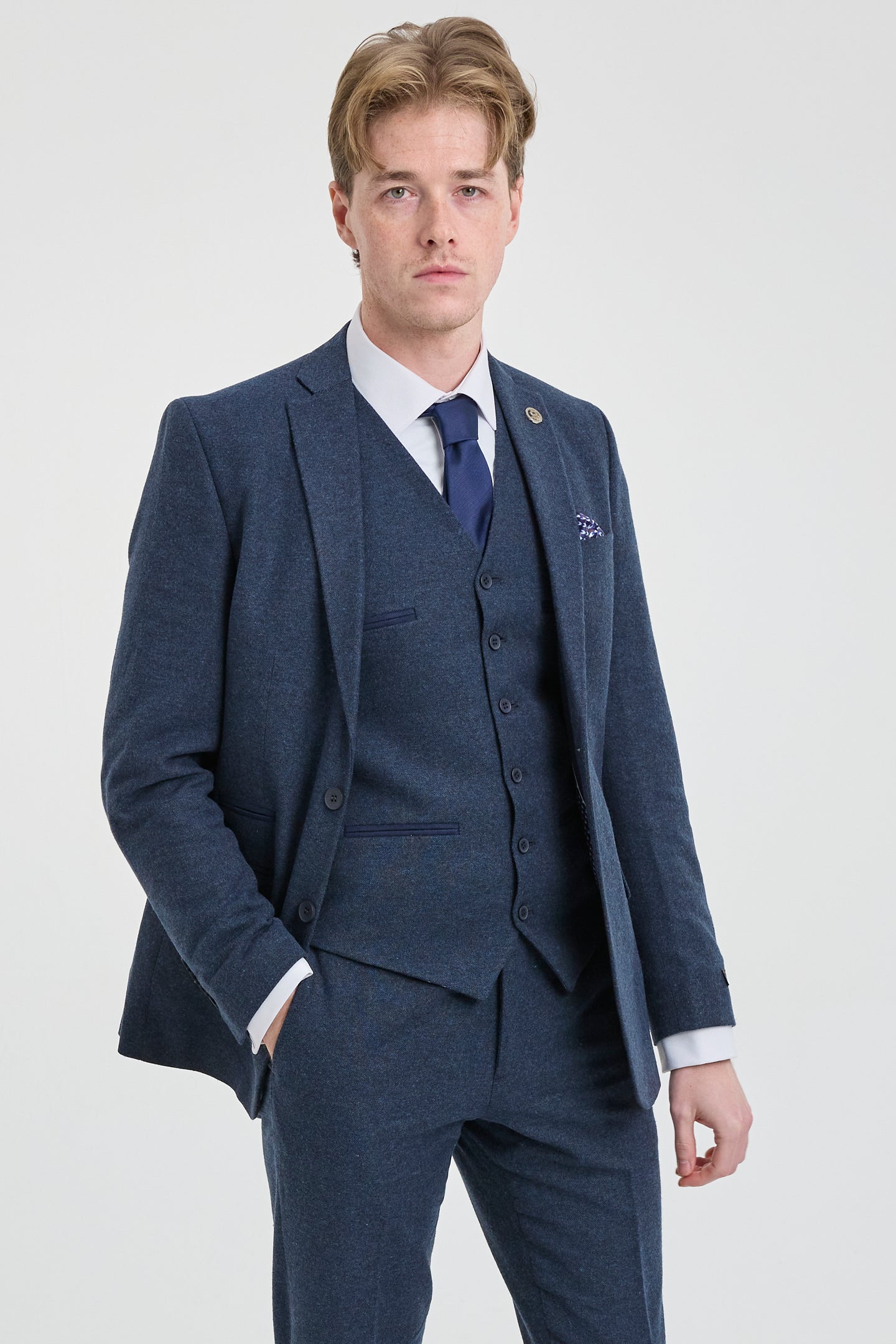 Miesten tummansininen Peaky Blinders -villapuku