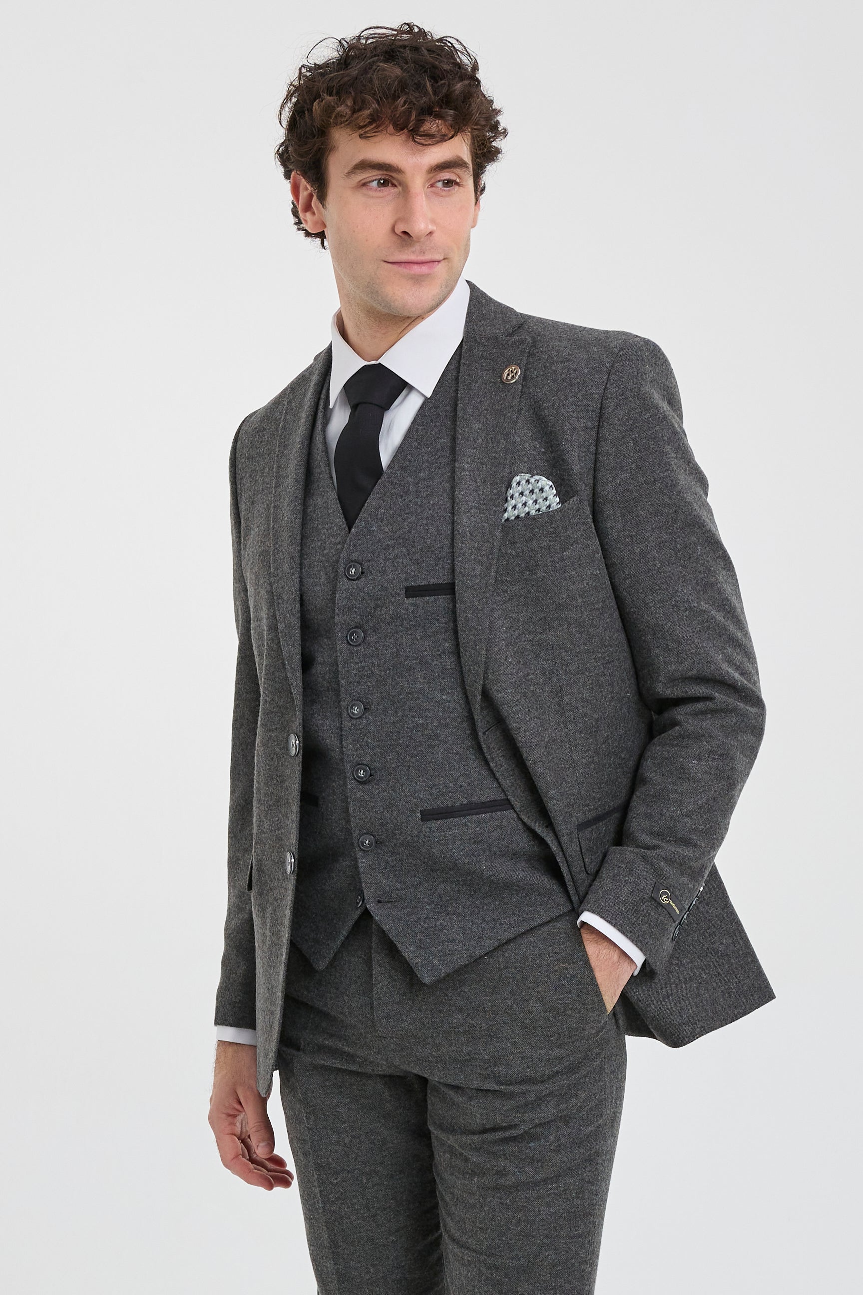Miesten harmaa villainen 1920-luvun Peaky Blinders -puku
