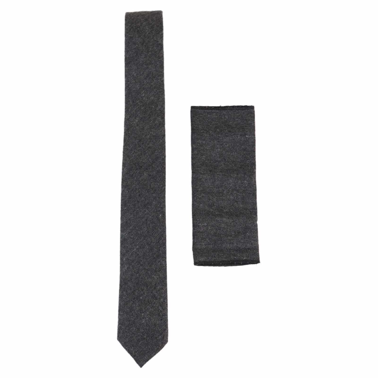 Miesten solmio- ja nenäliinasetti - harmaa tweed STZ23, yksi koko