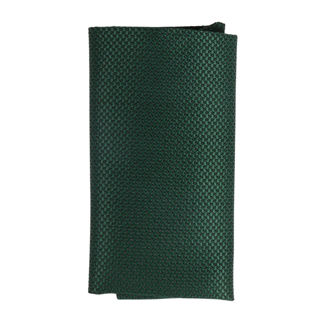 Miesten solmio taskulla ja neliöllä - muodollinen yksivärinen solmio - vihreä