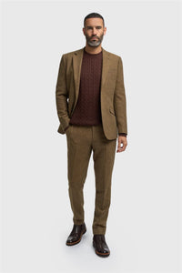 Thomas - Miesten ruskea klassinen kalanruotokuvioinen tweedbleiseri