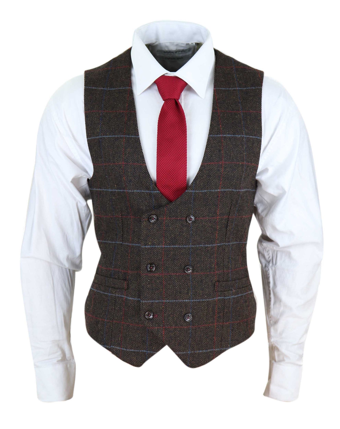 Cavani Tommy - Miesten ruskea kalanruotokuvioinen tweed-ruutuliivi