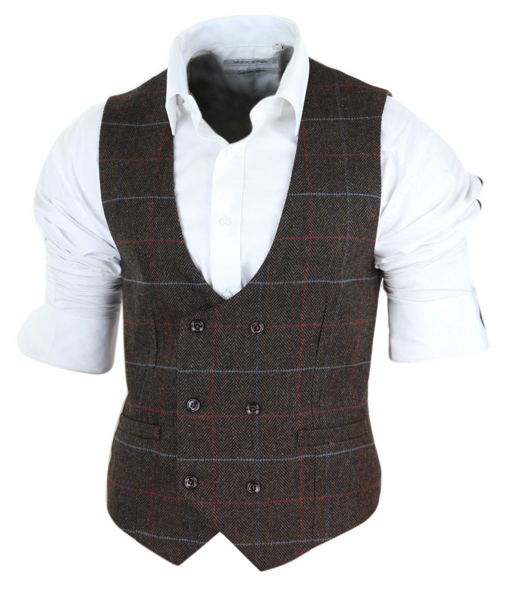 Cavani Tommy - Miesten ruskea kalanruotokuvioinen tweed-ruutuliivi