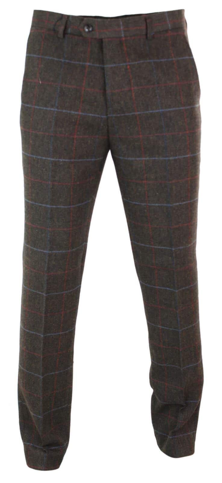 Cavani Tommy - Miesten kalanruotokuvioiset tweed-ruudulliset klassiset vintage-housut
