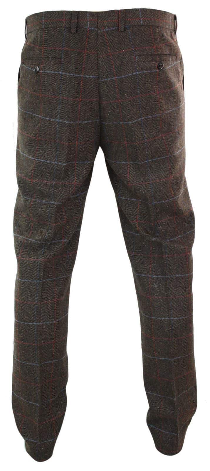 Cavani Tommy - Miesten kalanruotokuvioiset tweed-ruudulliset klassiset vintage-housut