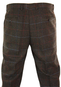 Cavani Tommy - Miesten kalanruotokuvioiset tweed-ruudulliset klassiset vintage-housut