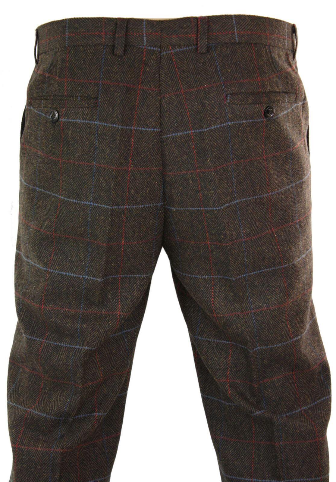 Cavani Tommy - Miesten kalanruotokuvioiset tweed-ruudulliset klassiset vintage-housut