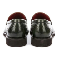 Tristian - Miesten vihreät nahkaiset kalanruotokuvioiset tweed-loaferit