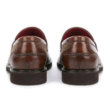 Tristian - Miesten ruskeat nahkaiset kalanruotokuvioiset tweed-loaferit