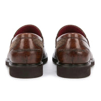 Tristian - Miesten ruskeat nahkaiset kalanruotokuvioiset tweed-loaferit