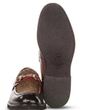Tristian - Miesten ruskeat nahkaiset kalanruotokuvioiset tweed-loaferit