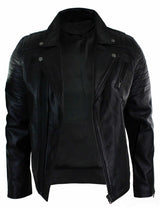 Aitoa nahkaa, kapea istuvuus, ristivetoketjullinen retro vintage Brando miesten takki, vintage biker-musta