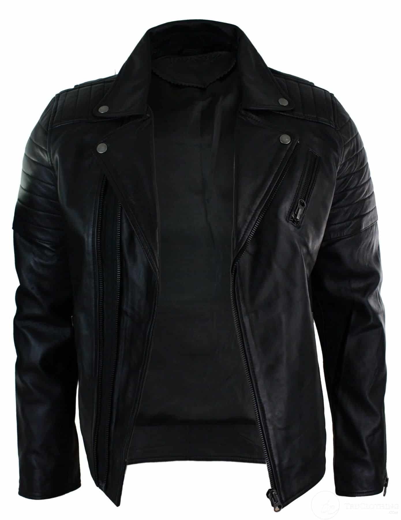 Aitoa nahkaa, kapea istuvuus, ristivetoketjullinen retro vintage Brando miesten takki, vintage biker-musta