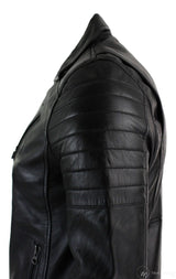 Aitoa nahkaa, kapea istuvuus, ristivetoketjullinen retro vintage Brando miesten takki, vintage biker-musta