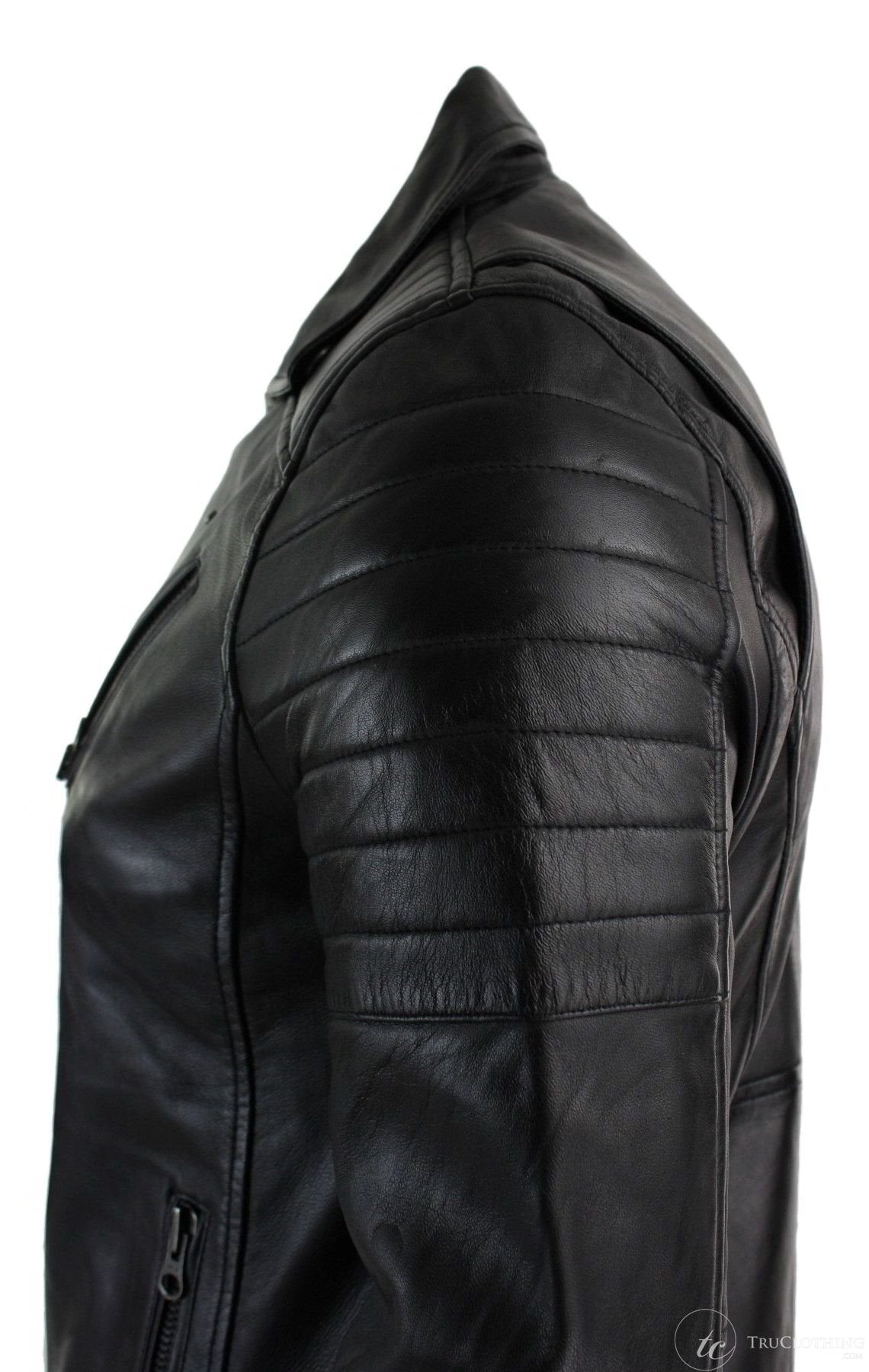 Aitoa nahkaa, kapea istuvuus, ristivetoketjullinen retro vintage Brando miesten takki, vintage biker-musta