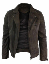 Aitoa nahkaa, kapea istuvuus, ristivetoketjullinen retro vintage Brando miesten takki, vintage biker-ruskea