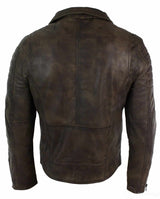 Aitoa nahkaa, kapea istuvuus, ristivetoketjullinen retro vintage Brando miesten takki, vintage biker-ruskea