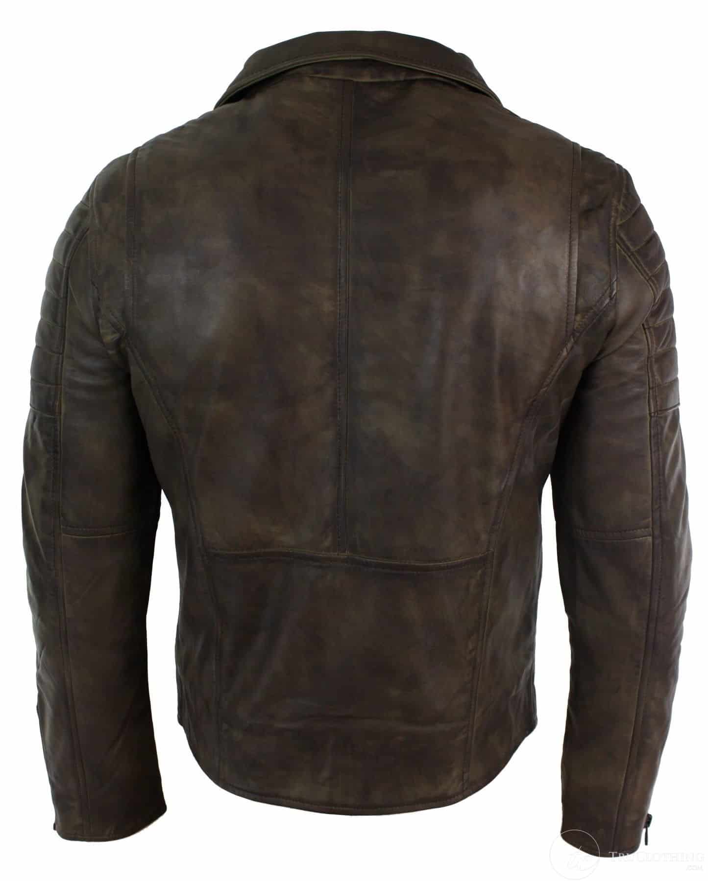 Aitoa nahkaa, kapea istuvuus, ristivetoketjullinen retro vintage Brando miesten takki, vintage biker-ruskea