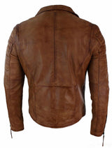 Aitoa nahkaa, kapea istuvuus, ristivetoketjullinen miesten retro vintage brandotakki, vintage biker-ruskea