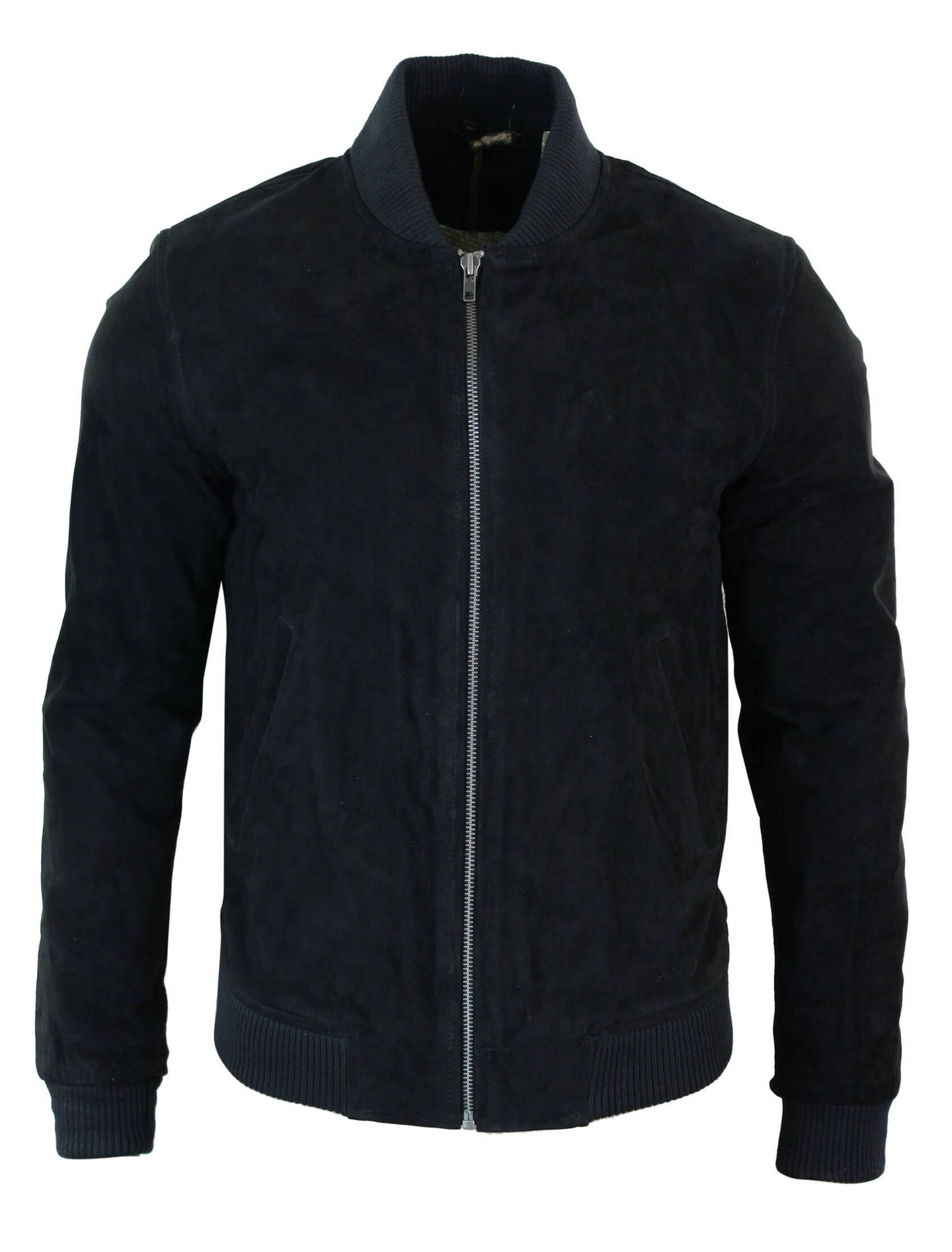 Varsity miesten aitoa mokkanahkaa ja nahkaa, bomber-collegetakki, klassinen retro-vintage-musta