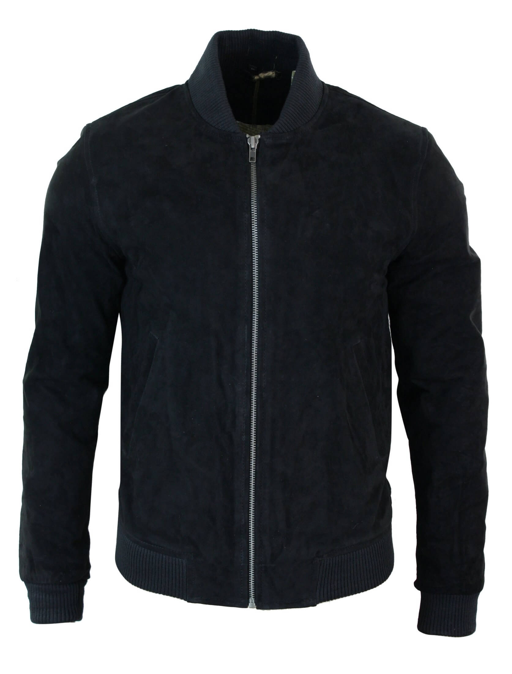 Varsity miesten aitoa mokkanahkaa ja nahkaa, bomber-collegetakki, klassinen retro-vintage-musta