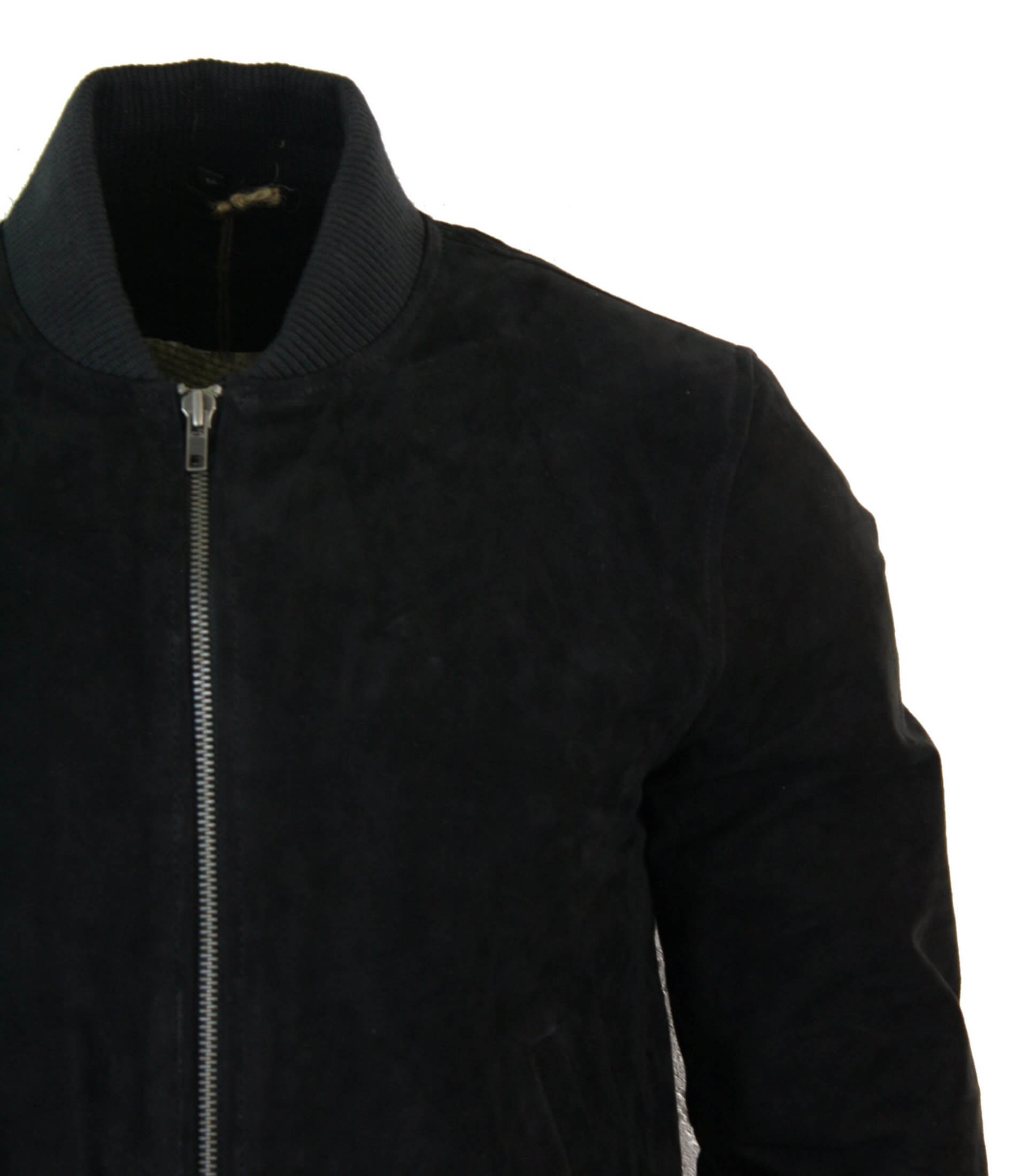 Varsity miesten aitoa mokkanahkaa ja nahkaa, bomber-collegetakki, klassinen retro-vintage-musta
