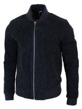 Varsity miesten aitoa mokkanahkaa ja nahkaa, bomber-collegetakki, klassinen retro-vintage-musta