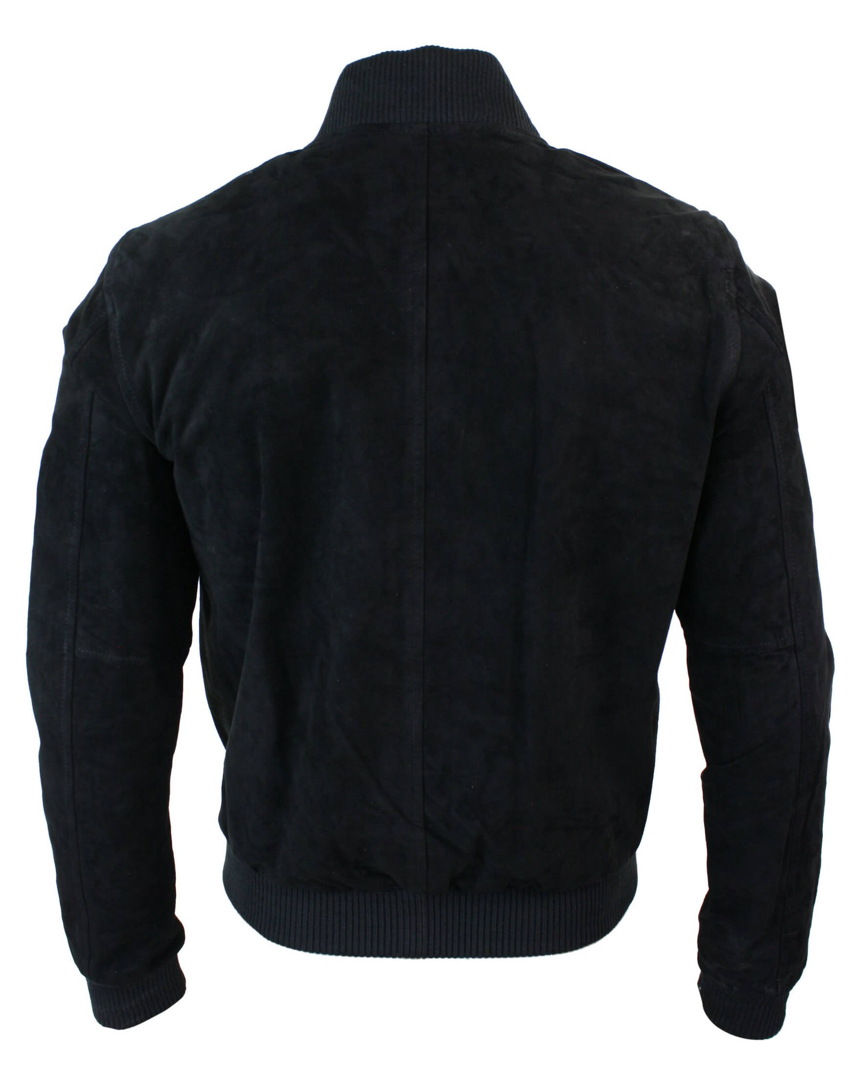 Varsity miesten aitoa mokkanahkaa ja nahkaa, bomber-collegetakki, klassinen retro-vintage-musta