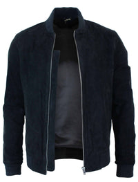 Varsity miesten aitoa mokkanahkaa ja nahkaa, bomber-collegetakki, klassinen retro-vintage-musta