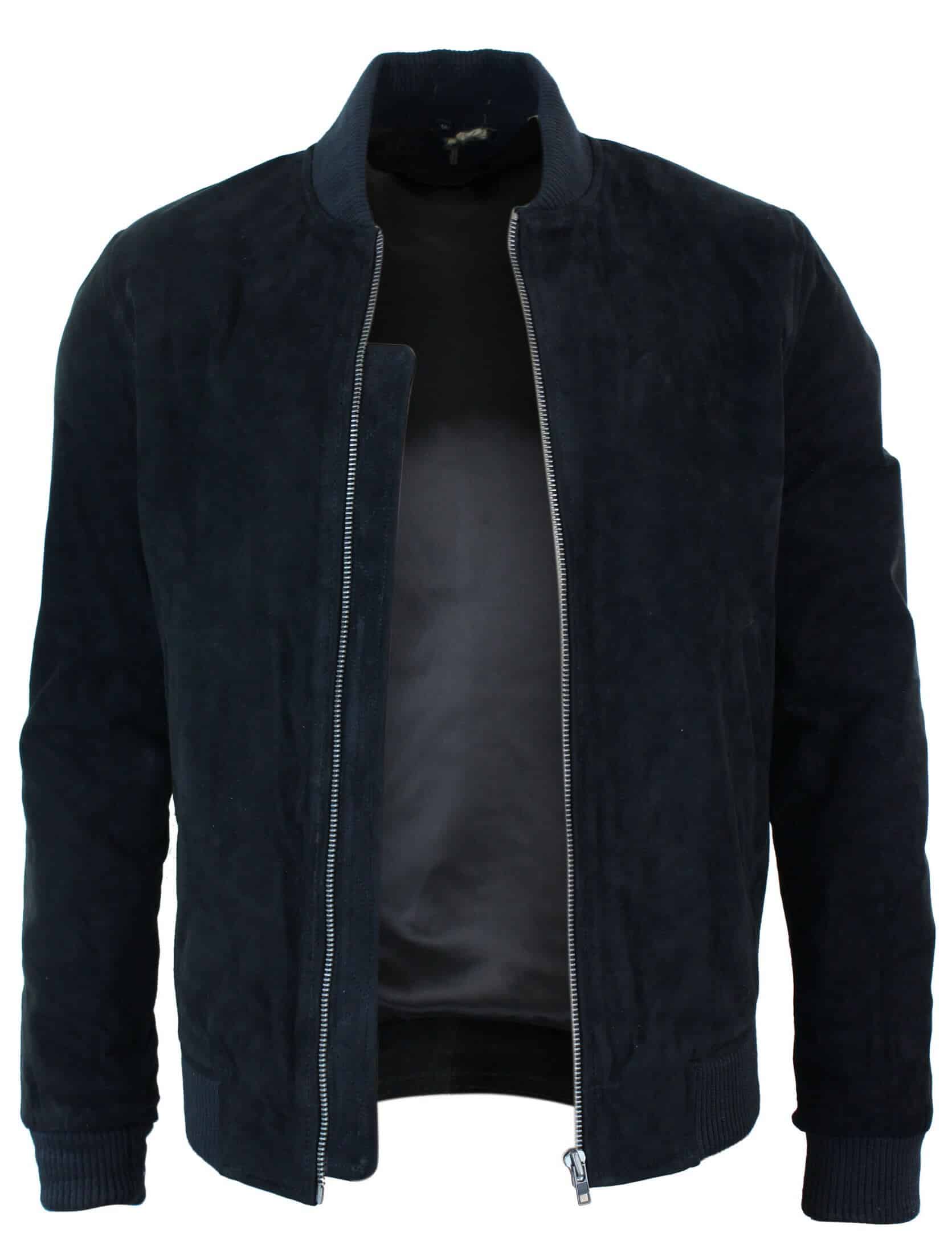Varsity miesten aitoa mokkanahkaa ja nahkaa, bomber-collegetakki, klassinen retro-vintage-musta