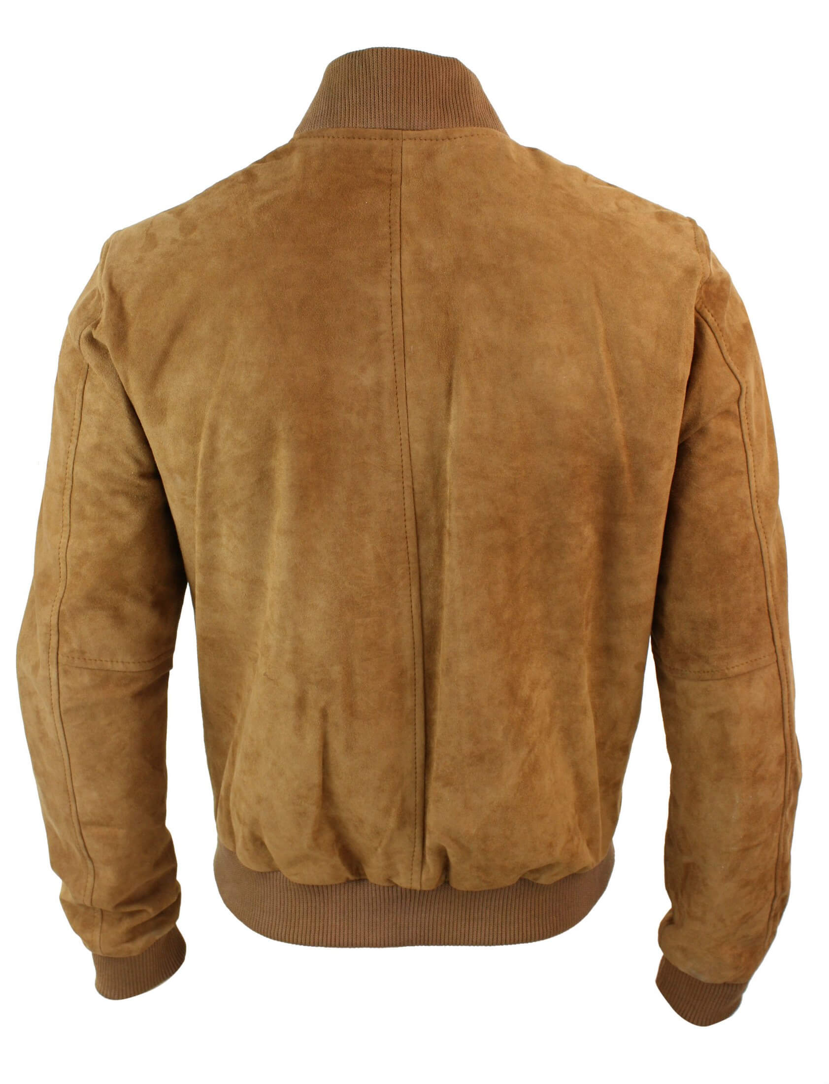 Varsity miesten aitoa mokkanahkaa ja nahkaa, bomber-collegetakki, klassinen retro-vintage-kuvio, ruskea