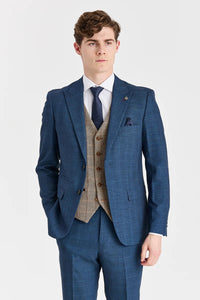 Viceroy Navy -puku ja Harris Brown -kuvioinen tweed-väriliivi