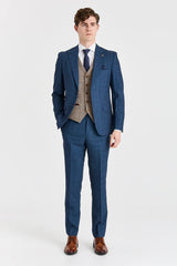 Viceroy Navy -puku ja Harris Brown -kuvioinen tweed-väriliivi