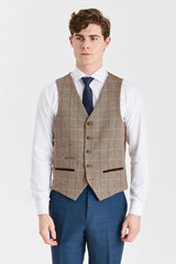 Viceroy Navy -puku ja Harris Brown -kuvioinen tweed-väriliivi