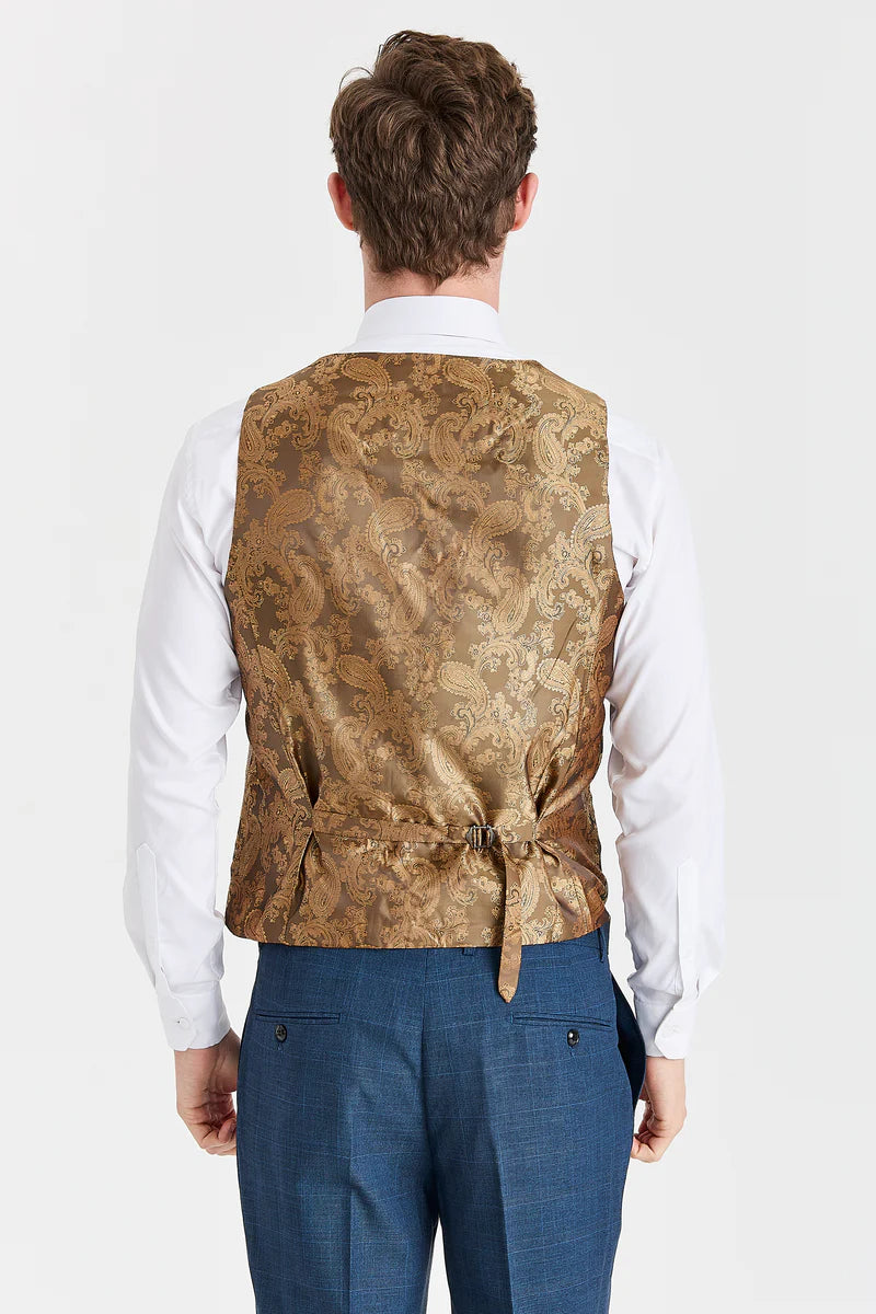 Viceroy Navy -puku ja Harris Brown -kuvioinen tweed-väriliivi