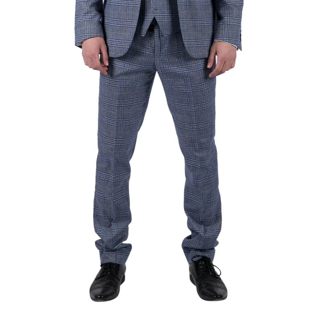 Victor - Miesten siniset ruutukuosilliset tweed-häähousut